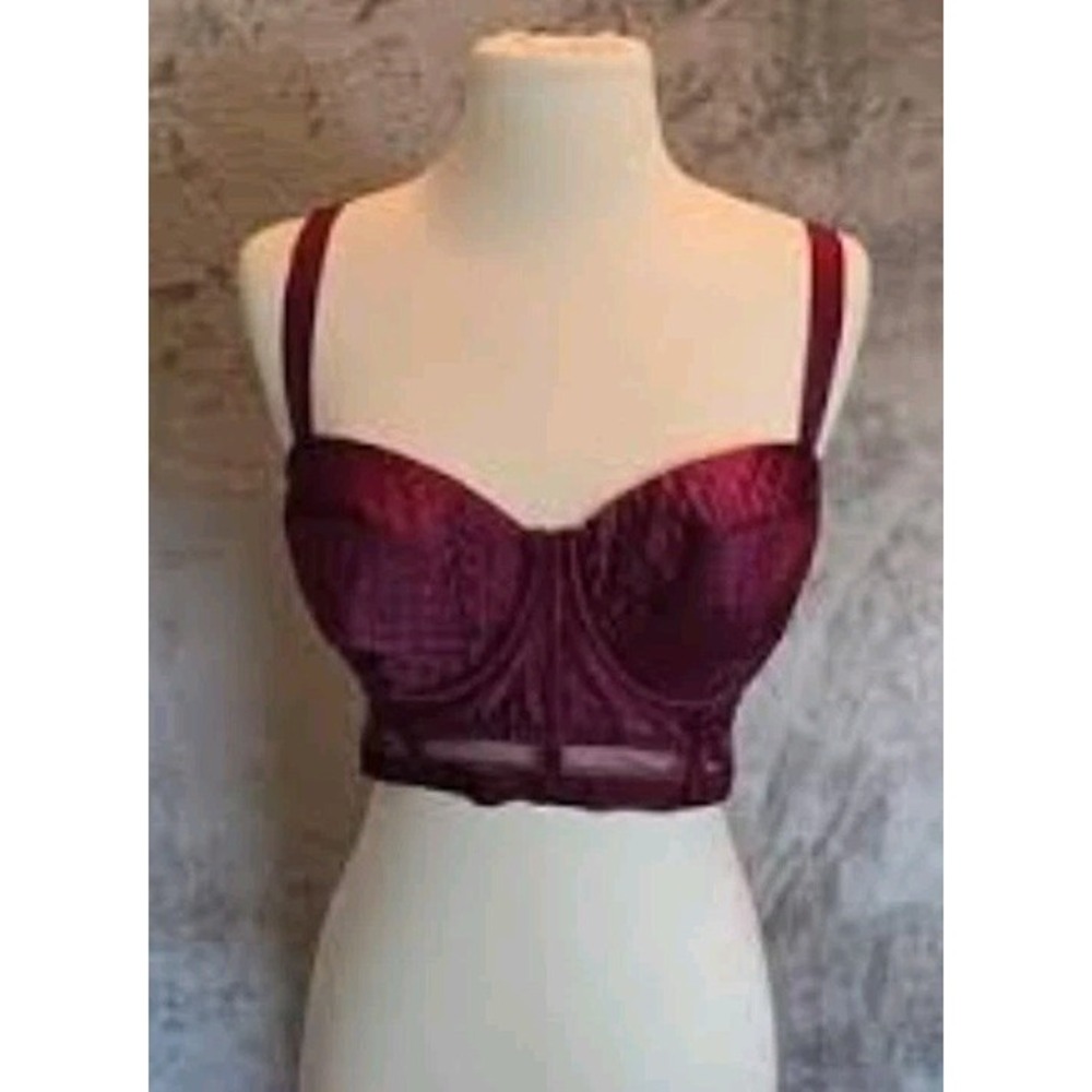 Victoria's Secret Very Sexy Lined Balconet 36DD Burgundy Quilted Longline Bra